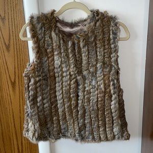 Tan and Gray Real Fur Vest